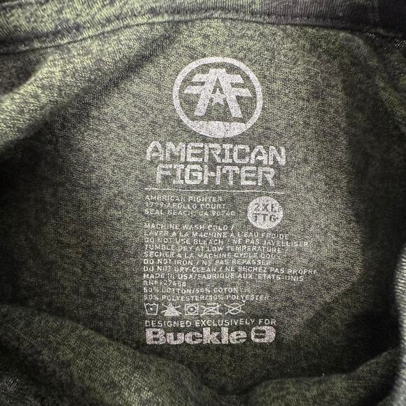 American FighterXBuckle Green Snake Skin Camo 3D Print Graphic T-shirt Size 2XL - Picture 3 of 5